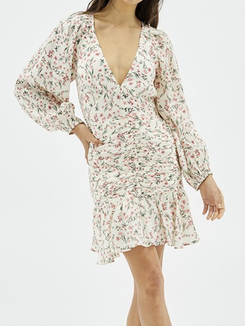 🌸‎ MINKPINK Floral Ruched Mini Dress